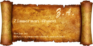 Zimmerman Ahmed névjegykártya